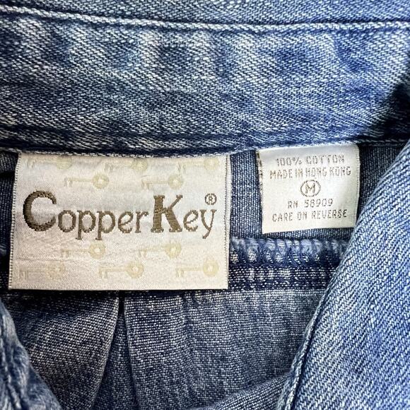 Copper Key Jean Jacket Shirt Womens Medium Soft Cotton Casual Pockets Vintage - Picture 3 of 6